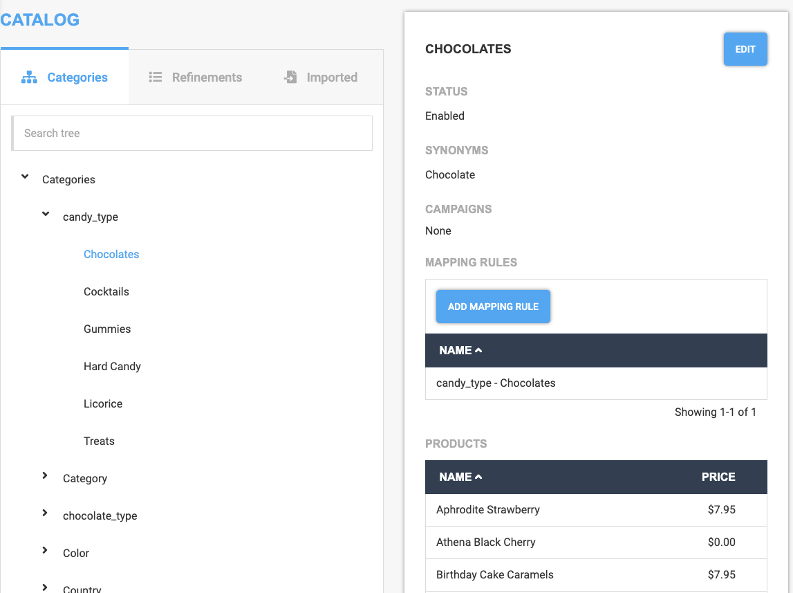 Catalog - Categories Tab