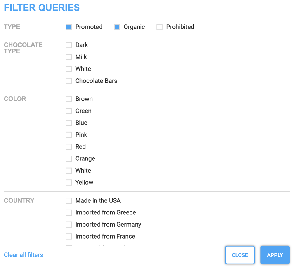 Merchandising - Filter Queries