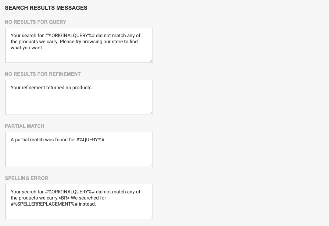 Account - Search Result Messages